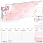 Wochen-Tischkalender 2024 mit Aufsteller [Rosé] 