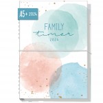Family-Timer A5 2024 Jan - Dez 2024 [Watercolor Dots] 
