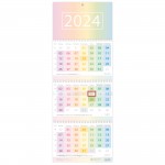 3-Monatskalender 2024 mit Datumsschieber [Rainbow] 
