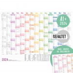 Wandkalender 2024 [Rainbow] A1 - 15 Monate + extra A4 Übersicht 
