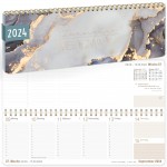 Wochen-Tischkalender 2024 im Quer-Format [Grey Marble] 