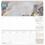 Wochen-Tischkalender 2024 im Quer-Format [Grey Marble] 