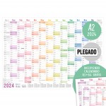 Wandkalender 2024 A2 auf Spanisch (59 x 42 cm) gefalzt [Rainbow] 