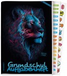 Grundschul-Aufgabenheft A5 mit Sticker [Neon Löwe] 