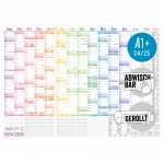 Wandkalender Schuljahr A1+ 2024/2025 abwischbar [Rainbow] 