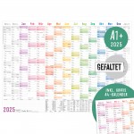 Wandkalender 2025 [Rainbow] A1 - 15 Monate + extra A4 Übersicht 