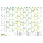 Wandkalender 2025 A1 - 15 Monate + extra A4 Übersicht [Grün] 