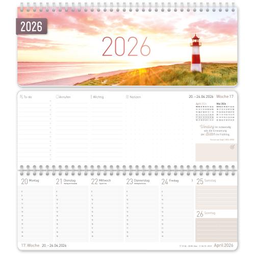 Artikelbild des Artikels “Wochen-Tischkalender 2026 im Quer-Format [Leuchtturm] “
