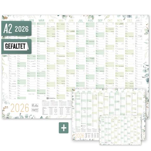 Artikelbild des Artikels “Jahreswandplaner 2026 A2 gefalzt mit Extra A3 + A4-Übersicht [Blattgold] “
