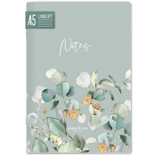 Artikelbild des Artikels “paper&you Notizheft Classic liniert A5 [Minty Leaves] “