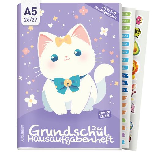 Artikelbild des Artikels “Hausaufgabenheft Grundschule 2026/2027 A5 mit Datum [Cute Cat] “