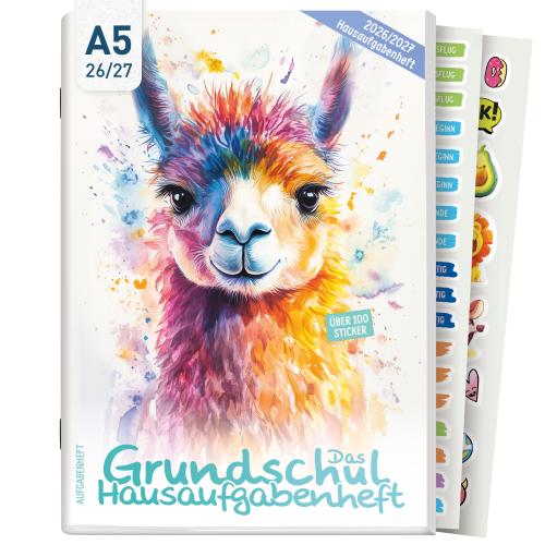 Artikelbild des Artikels “Hausaufgabenheft Grundschule 2026/2027 A5 mit Datum [Lama] “