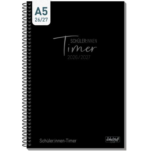 Artikelbild des Artikels “Schulstuff Schüler:innen-Timer mit Spiralbindung A5 2026/2027 [Black Edition] “
