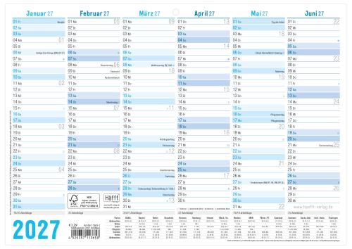 Artikelbild des Artikels “Tafelkalender 2027 A4 quer [Blau] “
