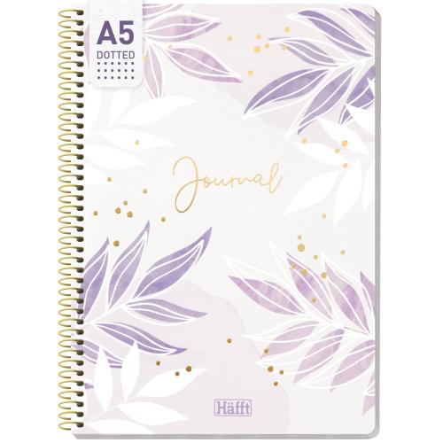 Artikelbild des Artikels “College-Journal dotted A5 mit Spiralbindung [Purple Leaves] “
