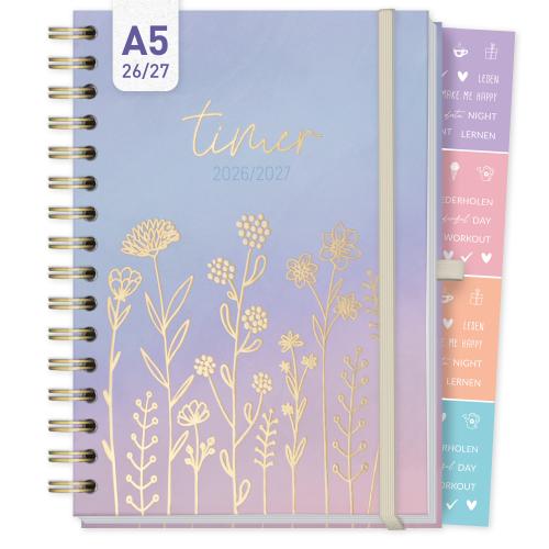 Artikelbild des Artikels “Häfft-Timer Fancy Deluxe A5 2026 2027 [Fine Flowers lila] “