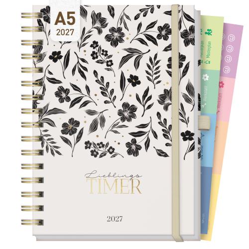 Artikelbild des Artikels “Lieblings-Timer Deluxe A5 2027 [Black Flower] “
