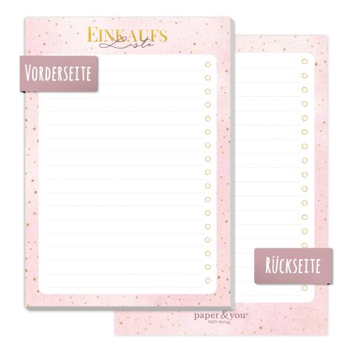 Artikelbild des Artikels “paper&you Block A6 Einkaufsliste [Golden Dots] “