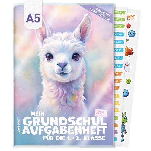 Artikelbild des Artikels “Grundschul-Aufgabenheft A5 für die 1. + 2. Klasse ohne Datum [Alpaka] “
