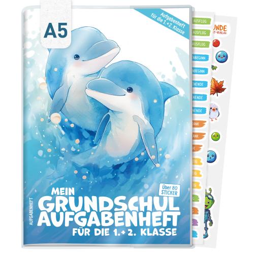 Artikelbild des Artikels “Grundschul-Aufgabenheft A5 für die 1. + 2. Klasse ohne Datum [Delfin] “