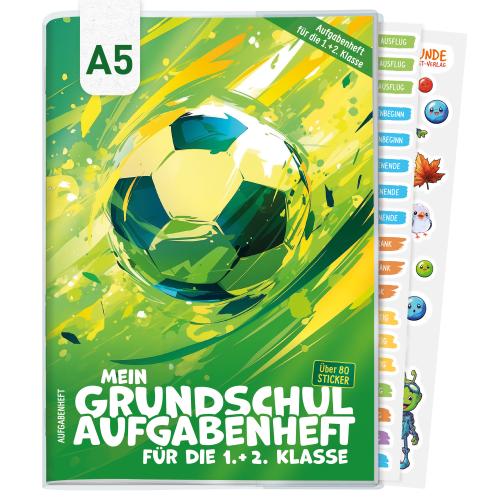 Artikelbild des Artikels “Grundschul-Aufgabenheft A5 für die 1. + 2. Klasse ohne Datum [Fußball] “