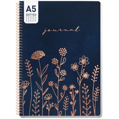 Artikelbild des Artikels “Bullet Journal dotted A5 mit Spiralbindung [Fine Flowers night blue] “