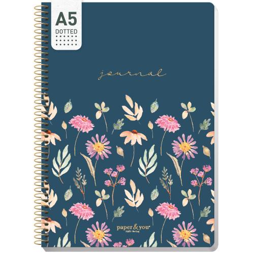 Artikelbild des Artikels “Bullet Journal dotted A5 mit Spiralbindung [Flying Flowers] “