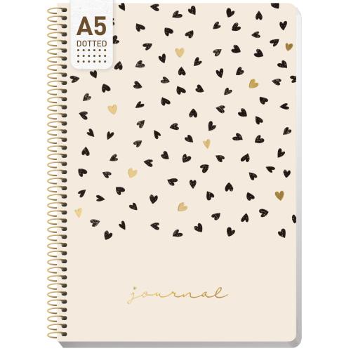 Artikelbild des Artikels “Bullet Journal dotted A5 mit Spiralbindung [Golden Hearts] “