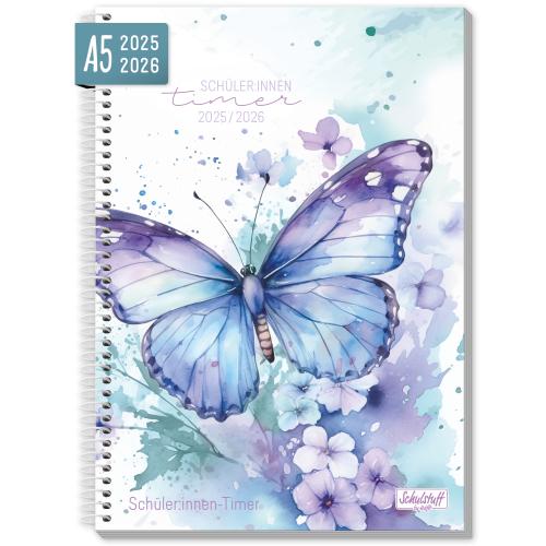 Artikelbild des Artikels “Schulstuff Schüler-Timer A5 mit Spiralbindung 2025/2026 [Butterfly] “