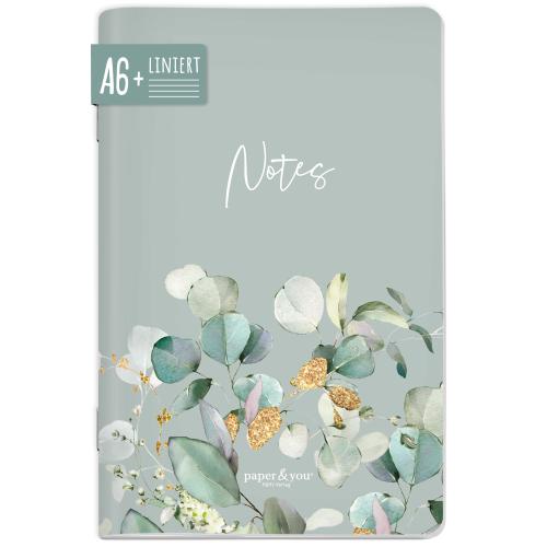 Artikelbild des Artikels “paper&you Notizheft A6+ liniert [Minty Leaves] “
