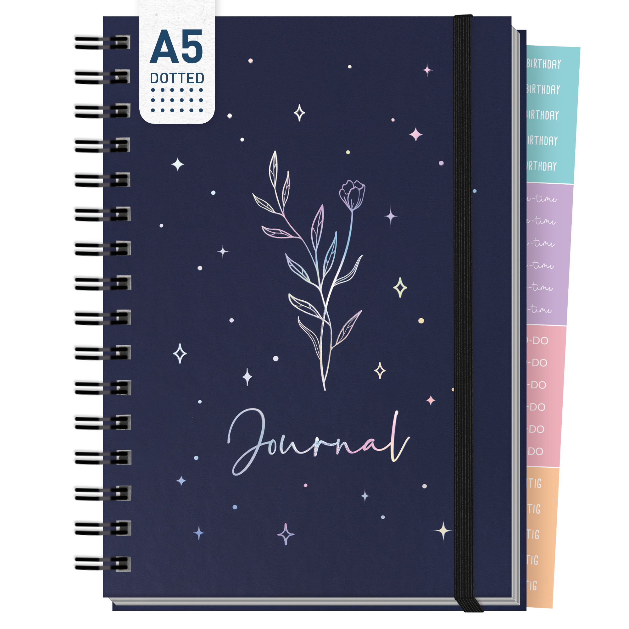 Artikelbild 1 des Artikels “Journal Fancy dotted A5 mit Spiralbindung [Night Flower] “