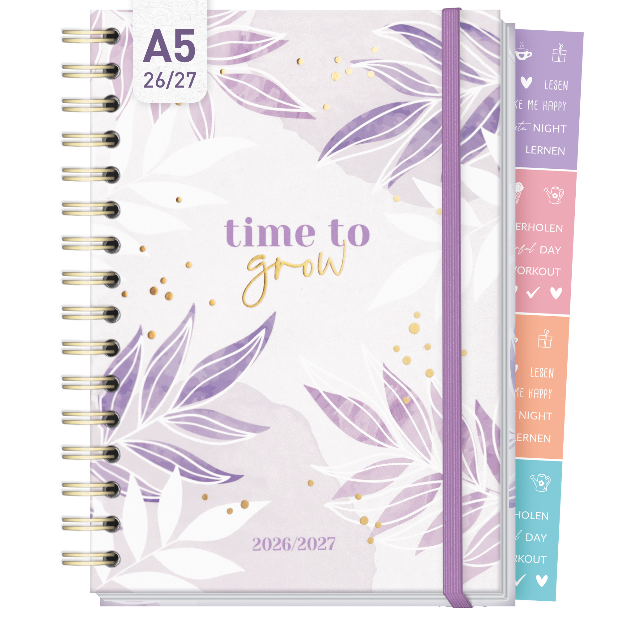 Artikelbild 1 des Artikels “Häfft-Timer Fancy A5 2026/2027 [Purple Leaves] “