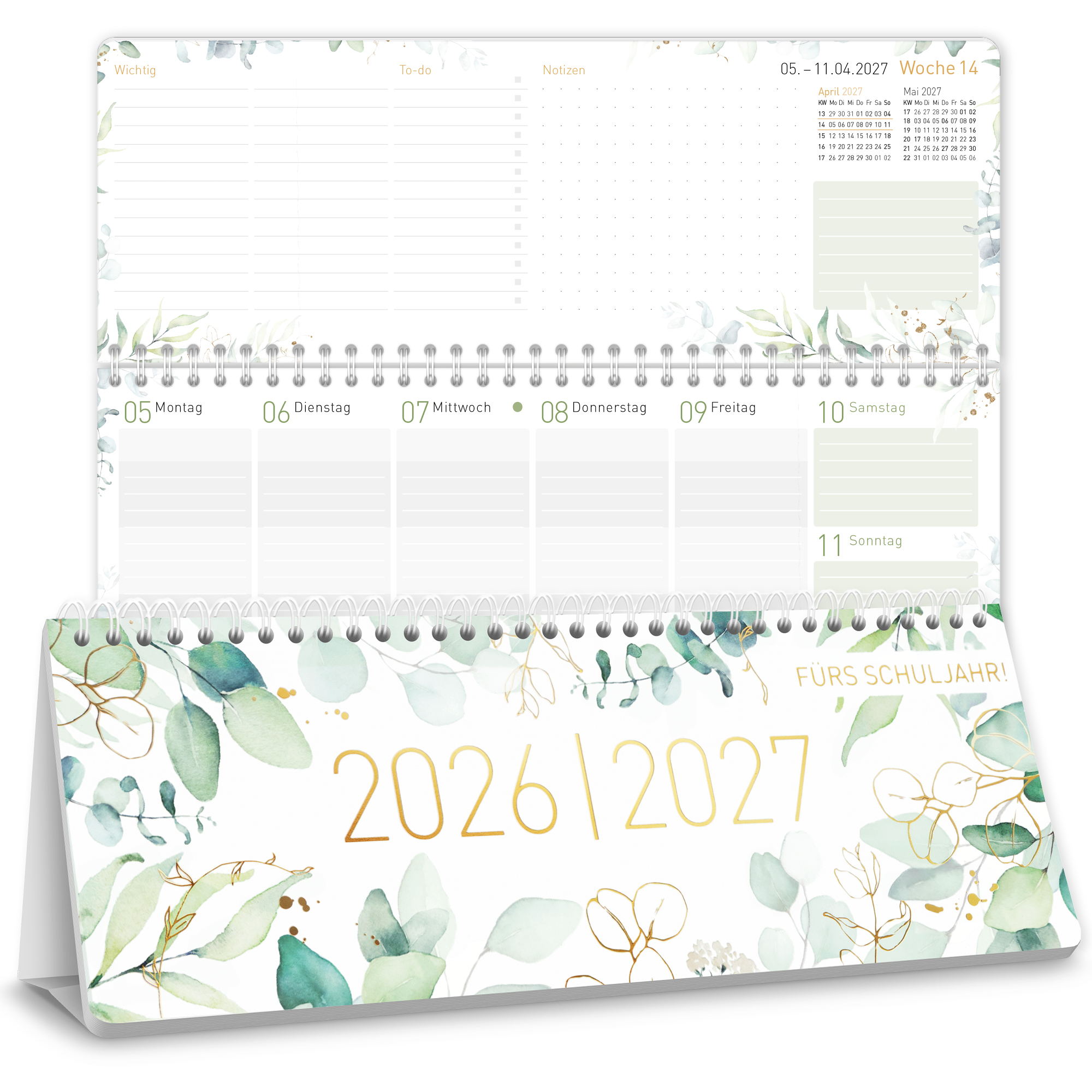 Artikelbild 1 des Artikels “Wochen-Tischkalender Schuljahr 26/27 mit Aufsteller [Blattgold] “