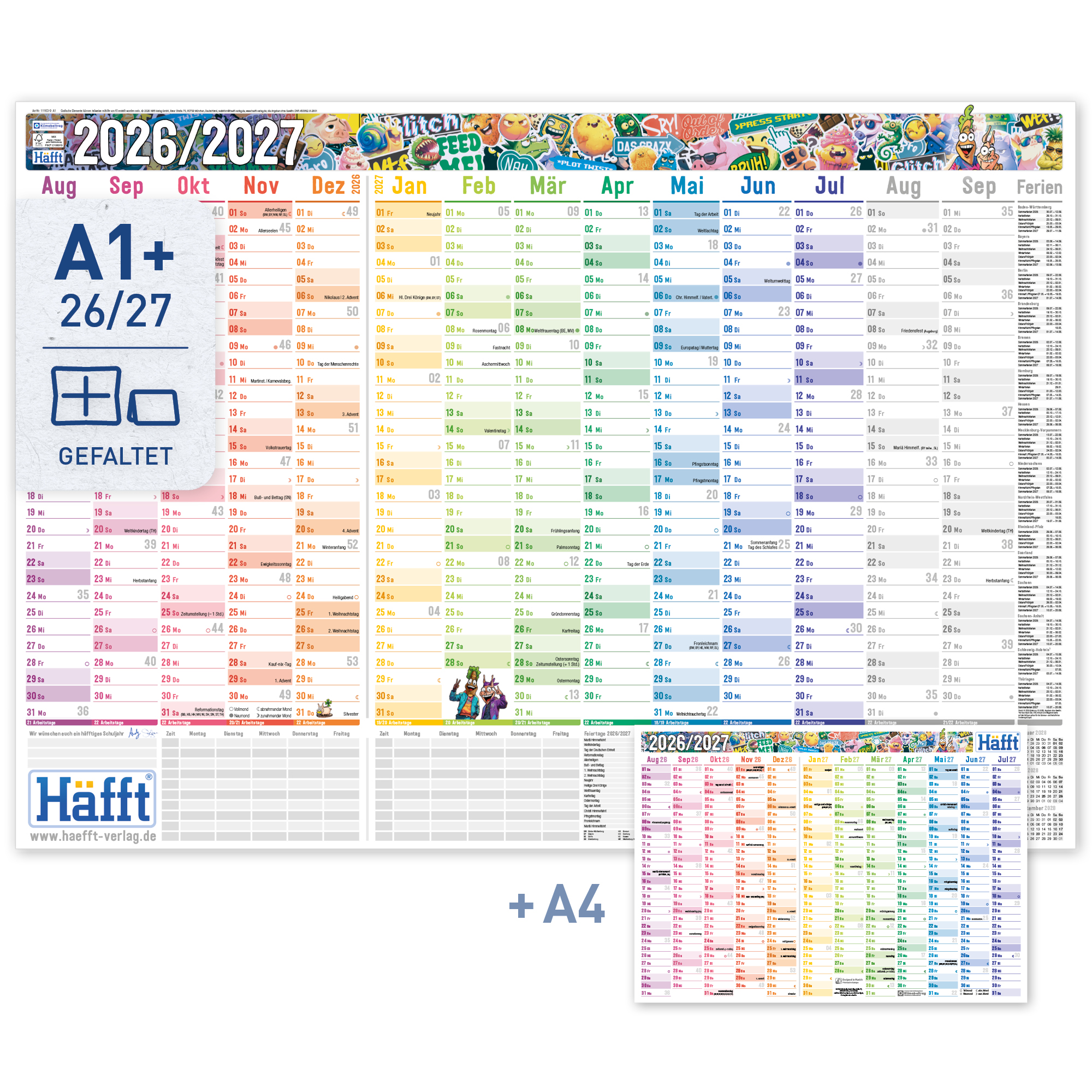 Artikelbild 1 des Artikels “Wandkalender Schuljahr 2026/2027 A1 + [Brot & Schwein] “