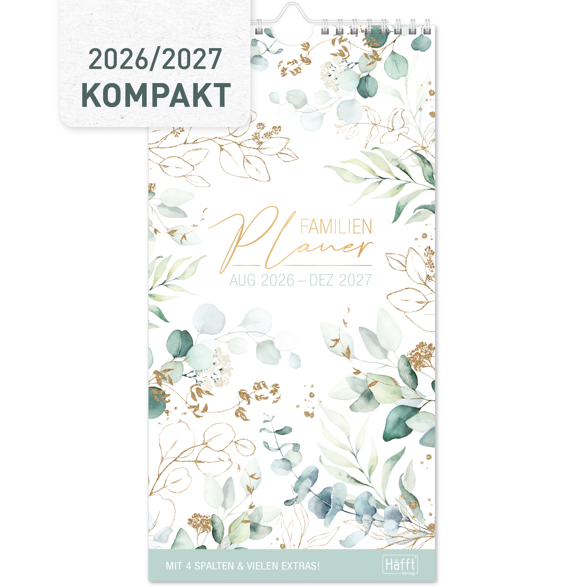 Artikelbild 1 des Artikels “Familienplaner kompakt 2026/2027 Wandkalender 4-spaltig [Blattgold] “