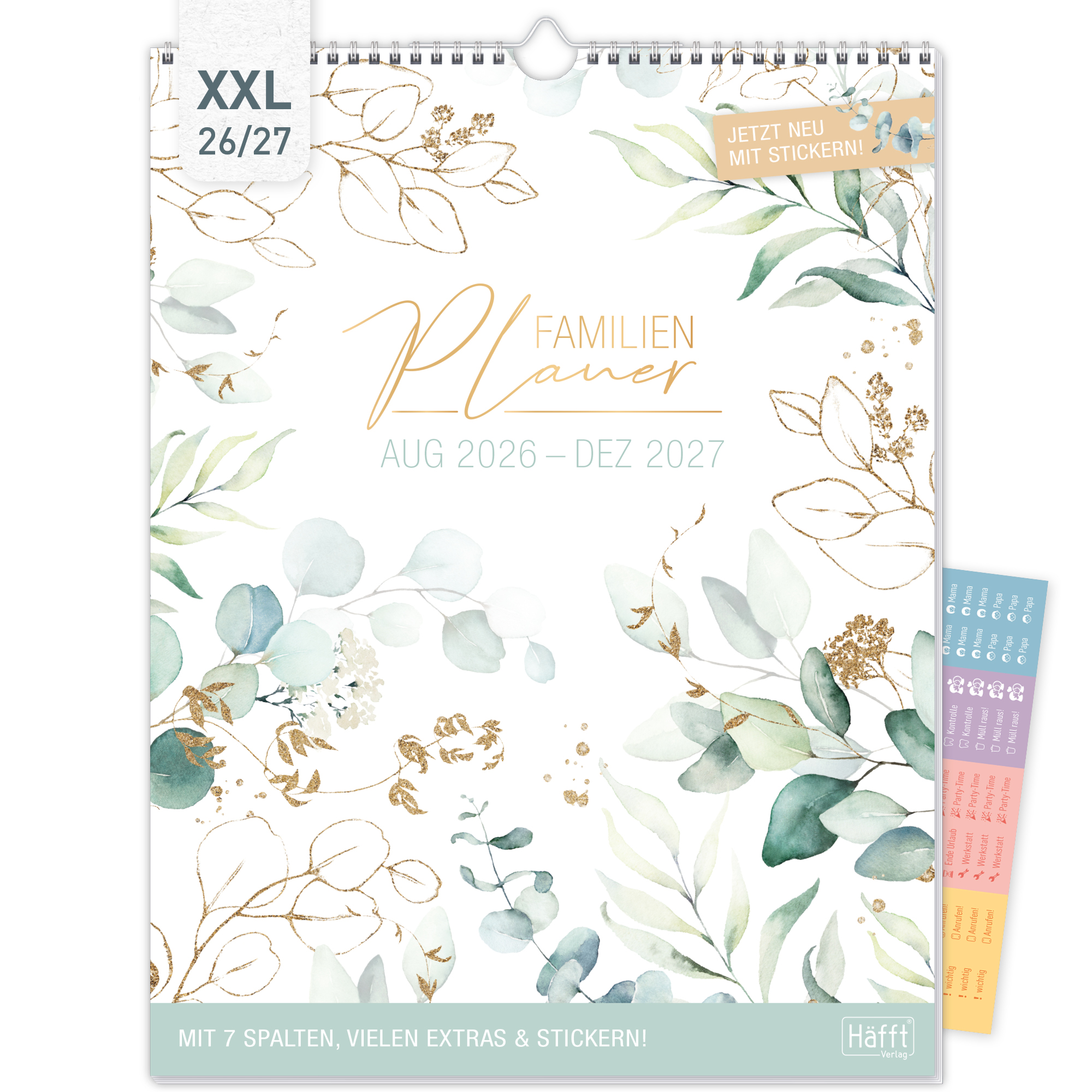Artikelbild 1 des Artikels “Familienplaner XXL 2026/2027 Wandkalender mit 7 Spalten [Blattgold] “