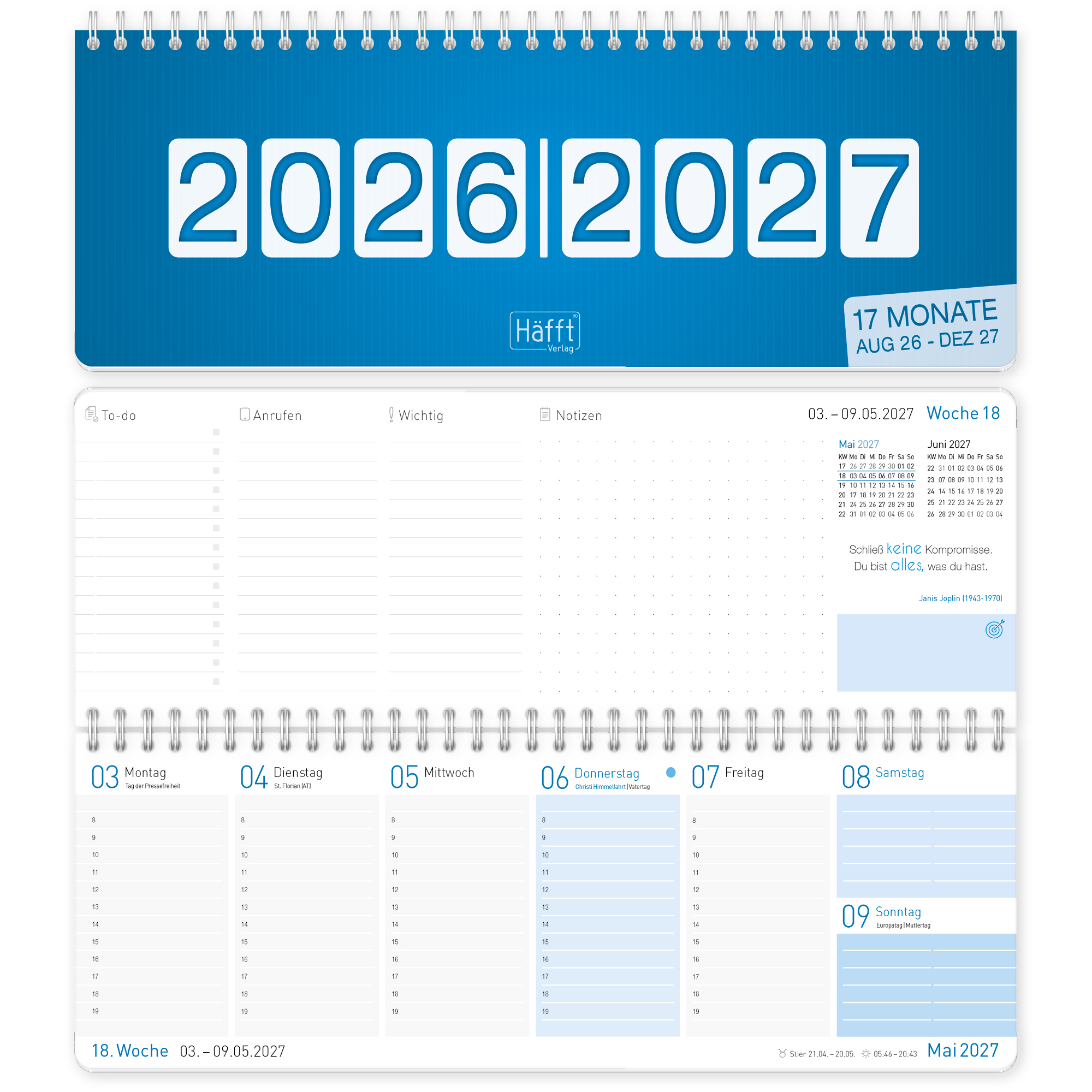 Artikelbild 1 des Artikels “Wochen-Tischkalender 2026/2027 [Königsblau] “
