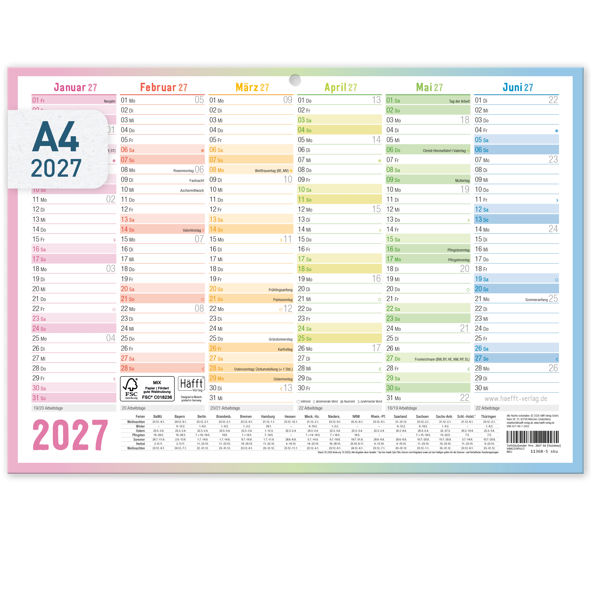 Artikelbild 1 des Artikels “Tafelkalender Premium A4 quer [Rainbow] “