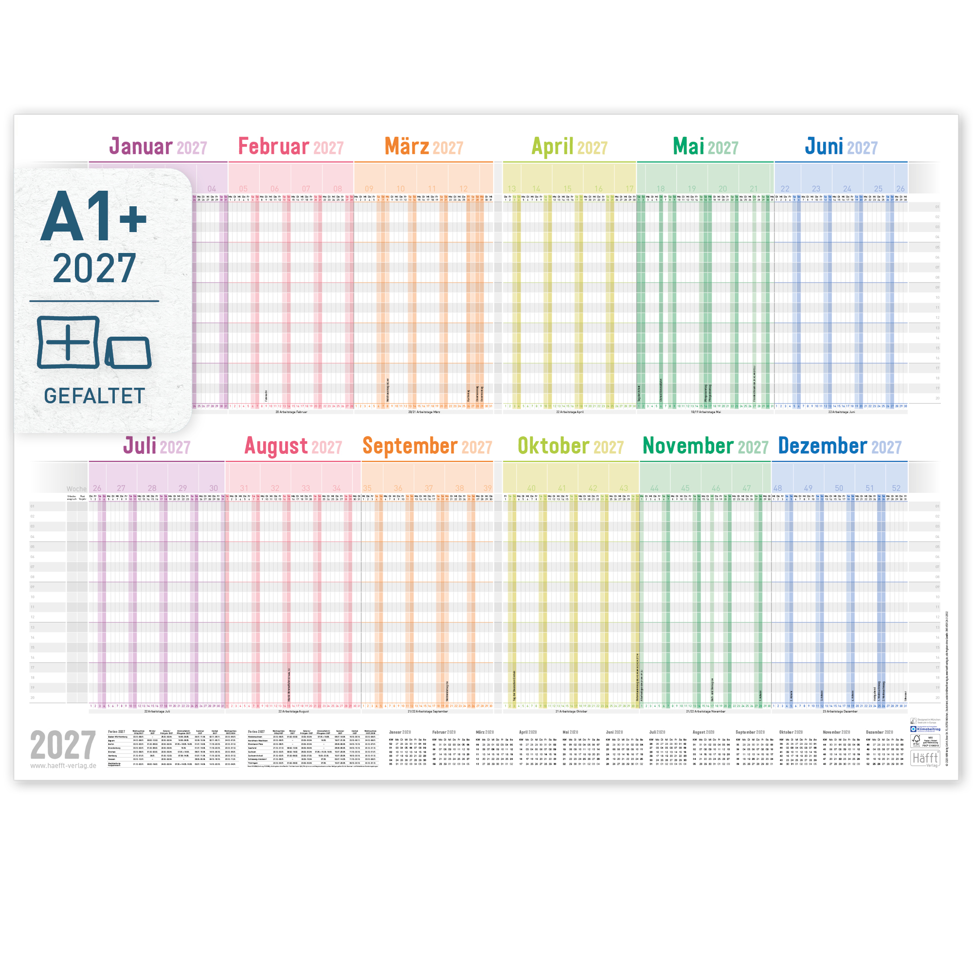 Artikelbild 1 des Artikels “Urlaubsplaner / Teamkalender 2027 A1 + quer [Rainbow] “