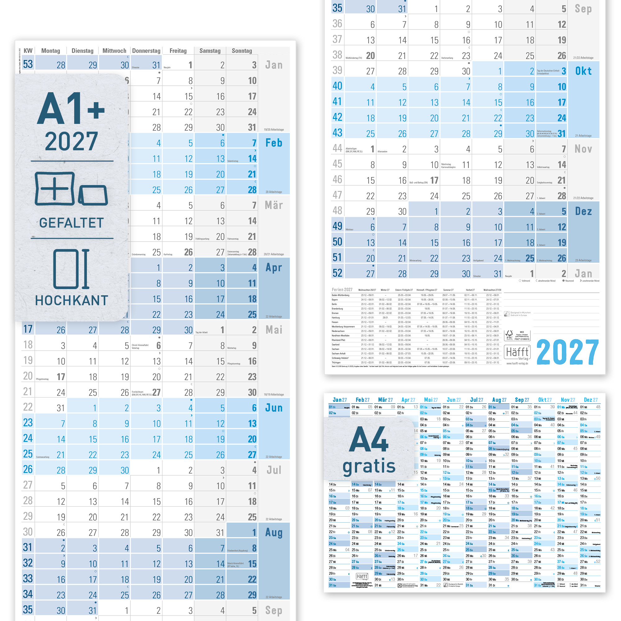Artikelbild 1 des Artikels “Wandkalender A1+ 2027 Hochformat [blau] “