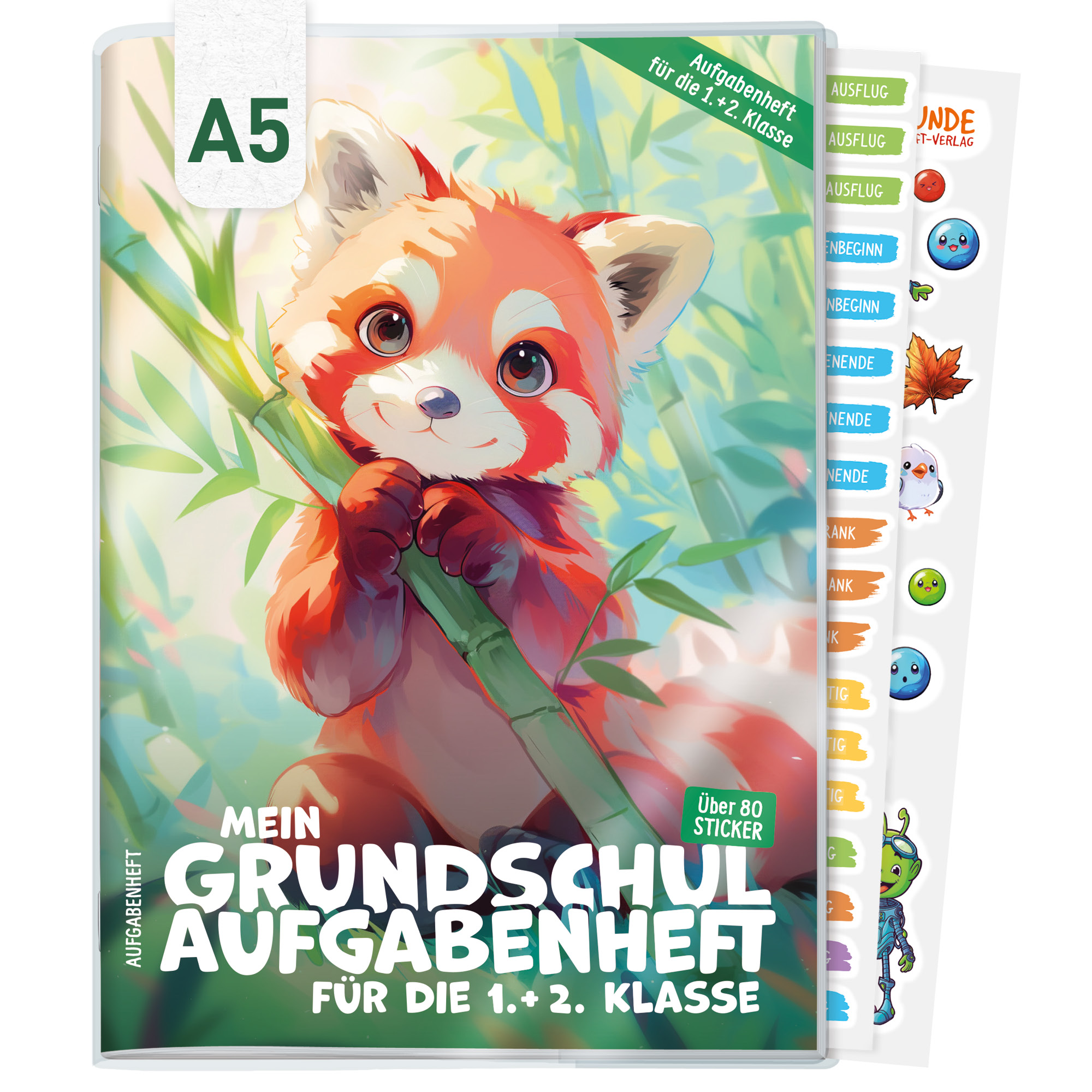 Artikelbild 1 des Artikels “Grundschul-Aufgabenheft A5 für die 1. + 2. Klasse ohne Datum [Roter Panda] “