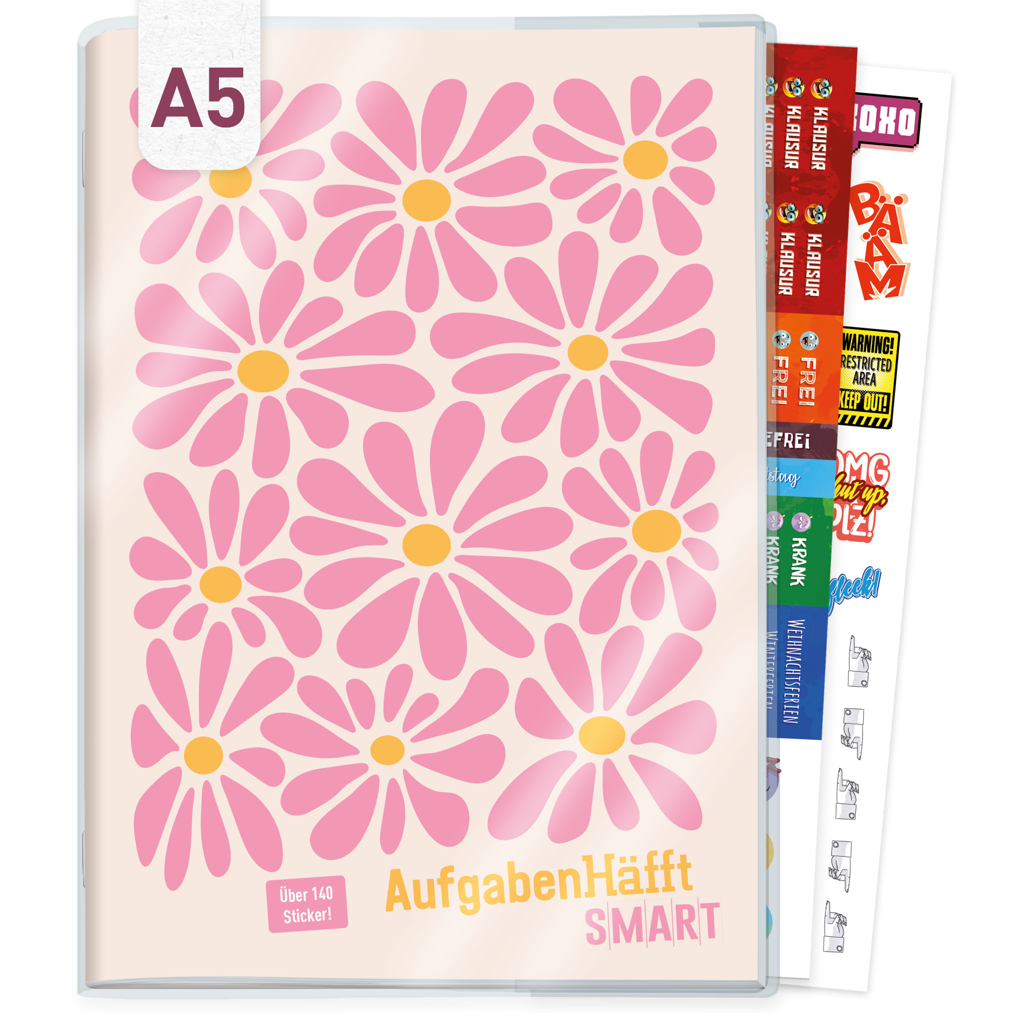 Artikelbild 1 des Artikels “Häfft Smart - Das Aufgabenheft mit Umschlag [Pink Flowers] “