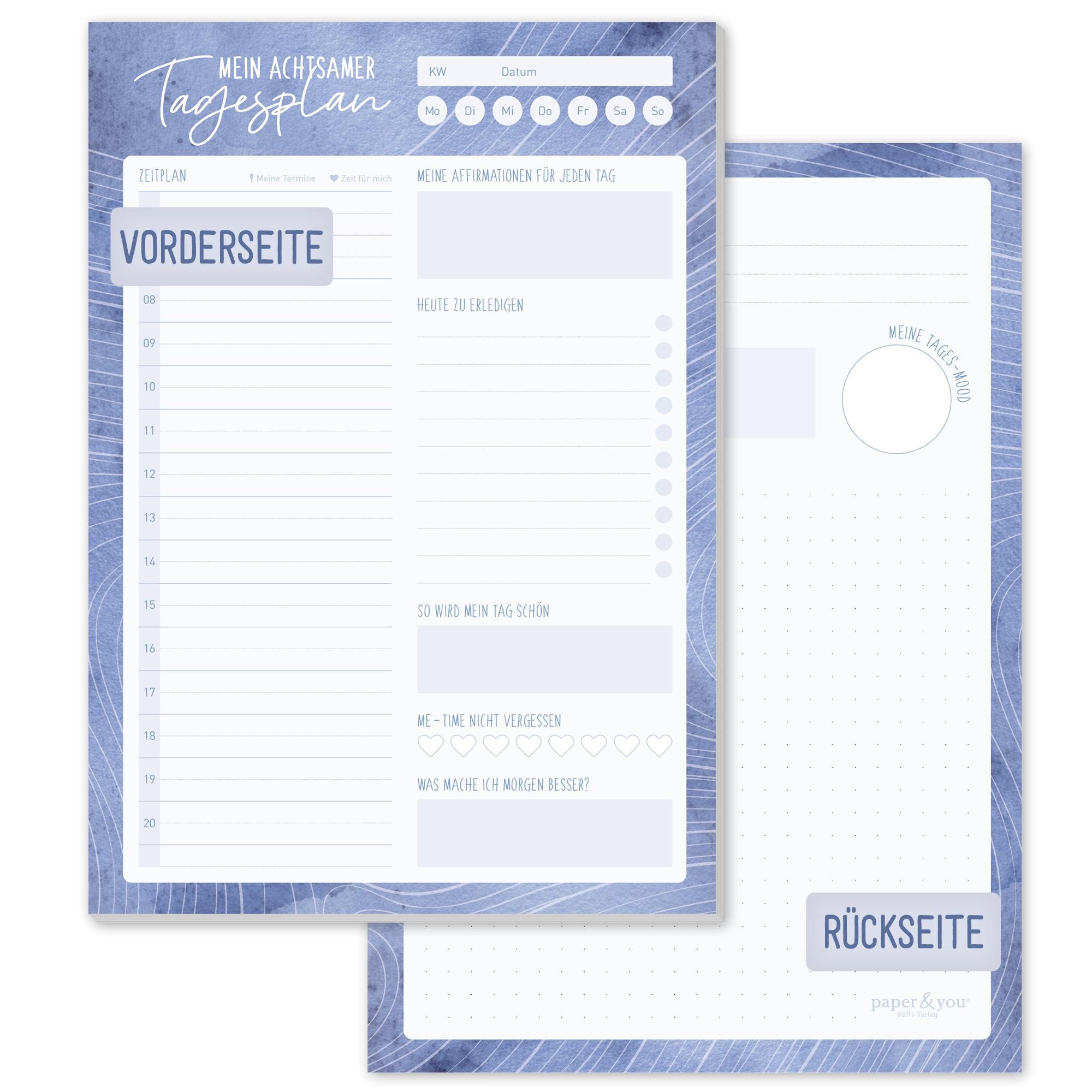 Artikelbild 1 des Artikels “Tagesplaner Achtsamkeit Block A5 [Blue Spirit] “