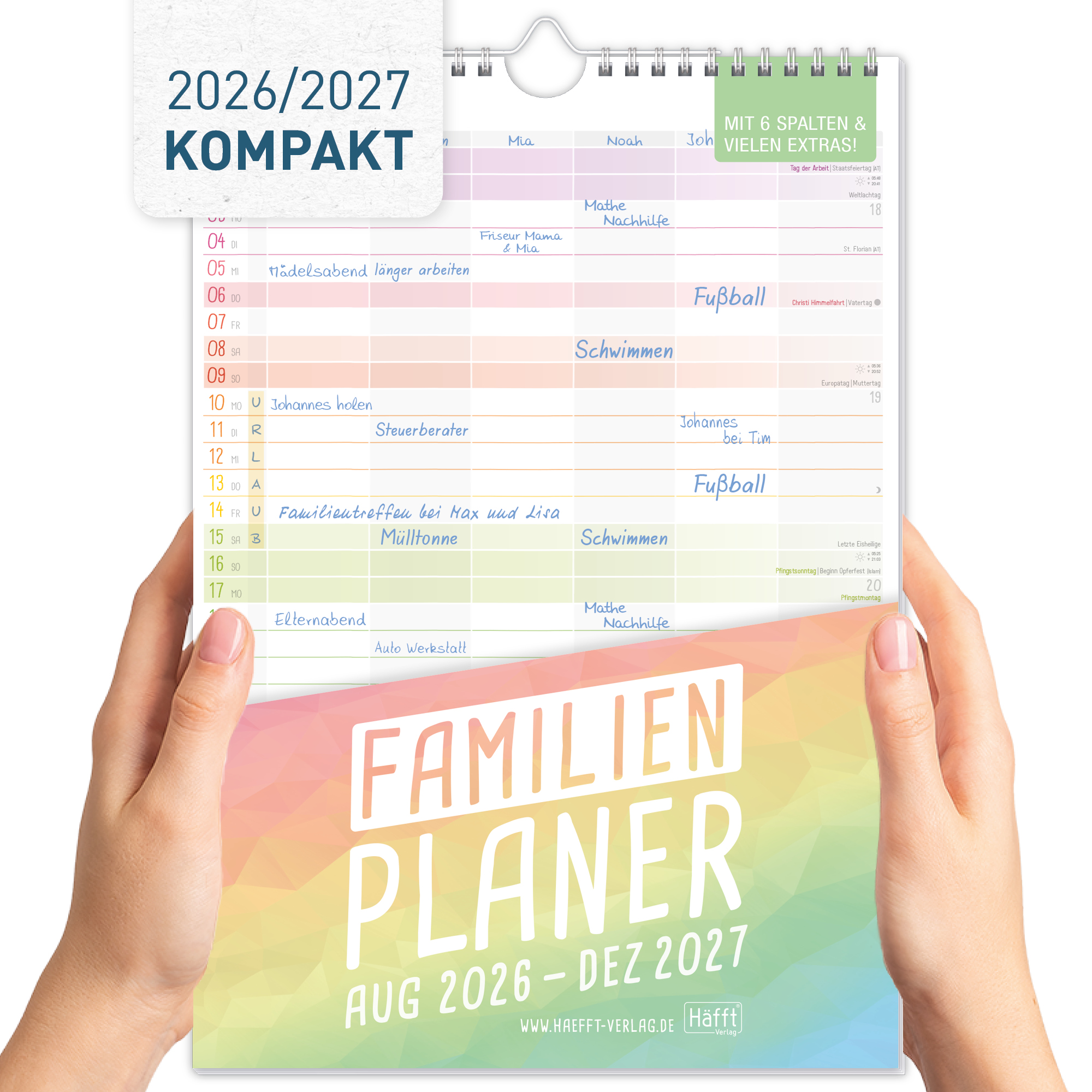 Artikelbild 1 des Artikels “Familienplaner kompakt 2026/2027 Wandkalender mit 6 Spalten [Rainbow] “
