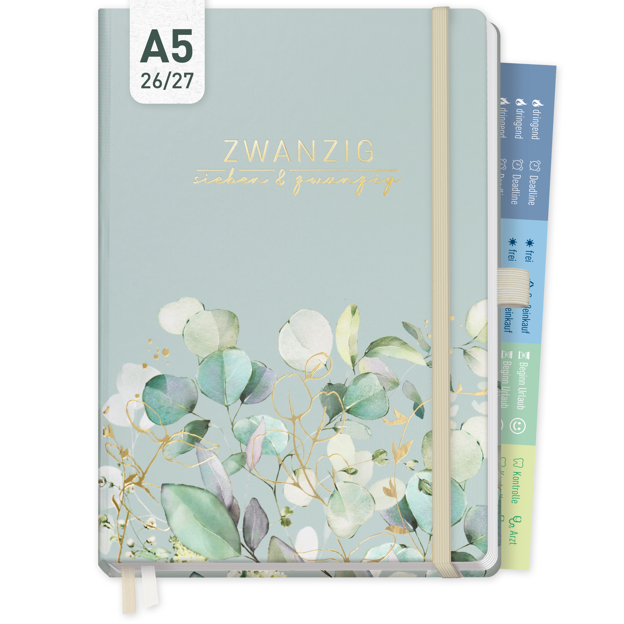 Artikelbild 1 des Artikels “Chäff-Timer Premium A5 Kalender 2026/2027 [Minty Leaves] “