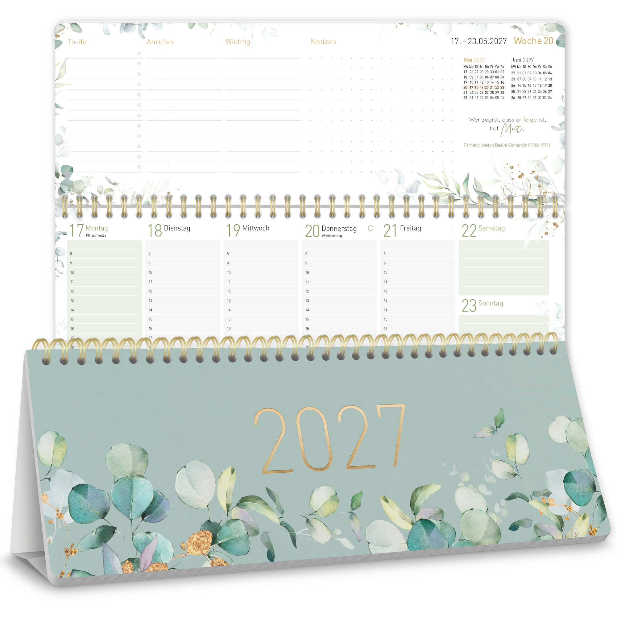 Artikelbild 1 des Artikels “Wochen-Tischkalender 2027 mit Aufsteller [Minty Leaves] “