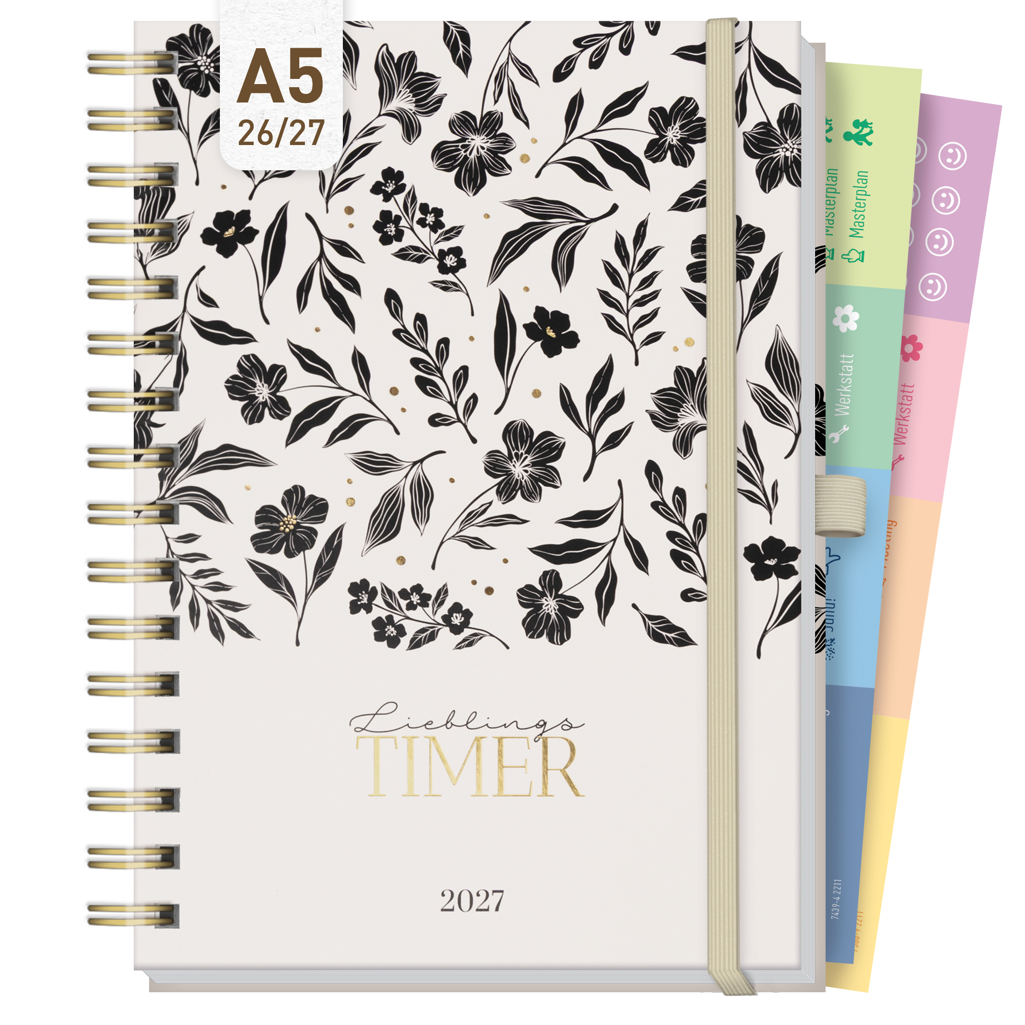 Artikelbild 1 des Artikels “Lieblings-Timer Deluxe A5 2026/2027 [Black Flower] “