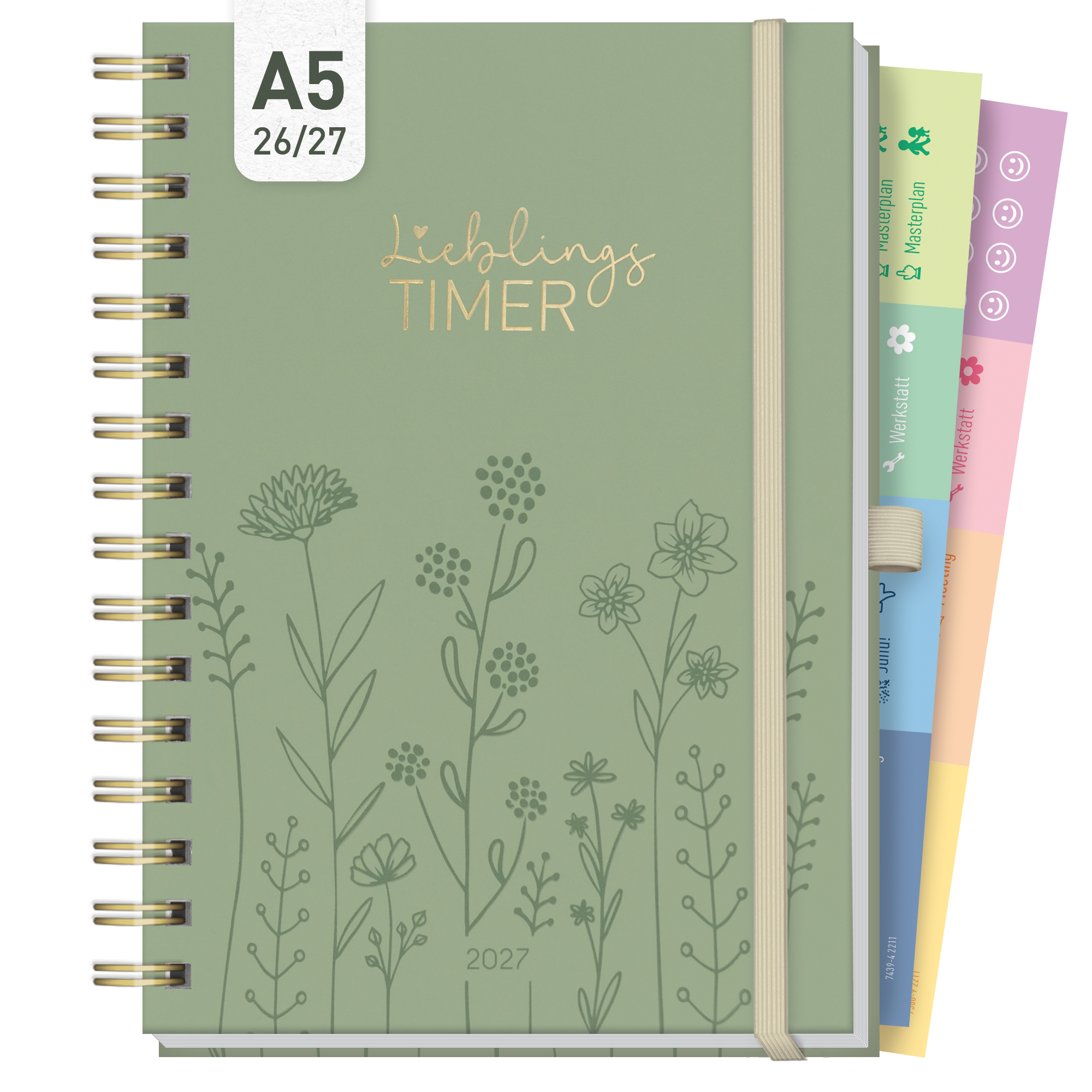 Artikelbild 1 des Artikels “Lieblings-Timer Deluxe A5 2026/2027 [Fine Flowers salbei] “