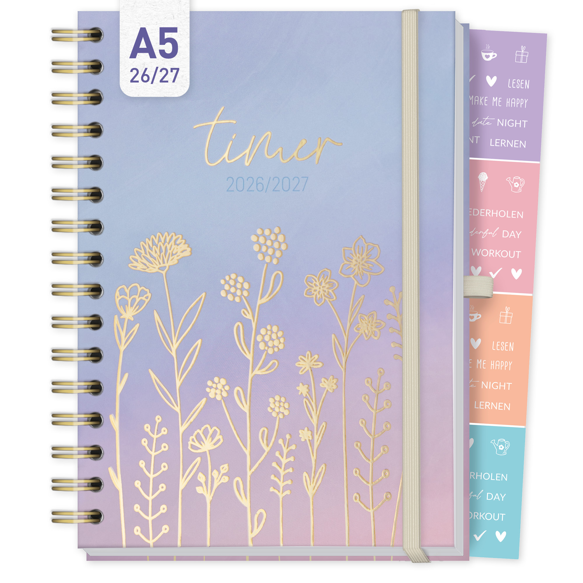 Artikelbild 1 des Artikels “Häfft-Timer Fancy Deluxe A5 2026 2027 [Fine Flowers lila] “