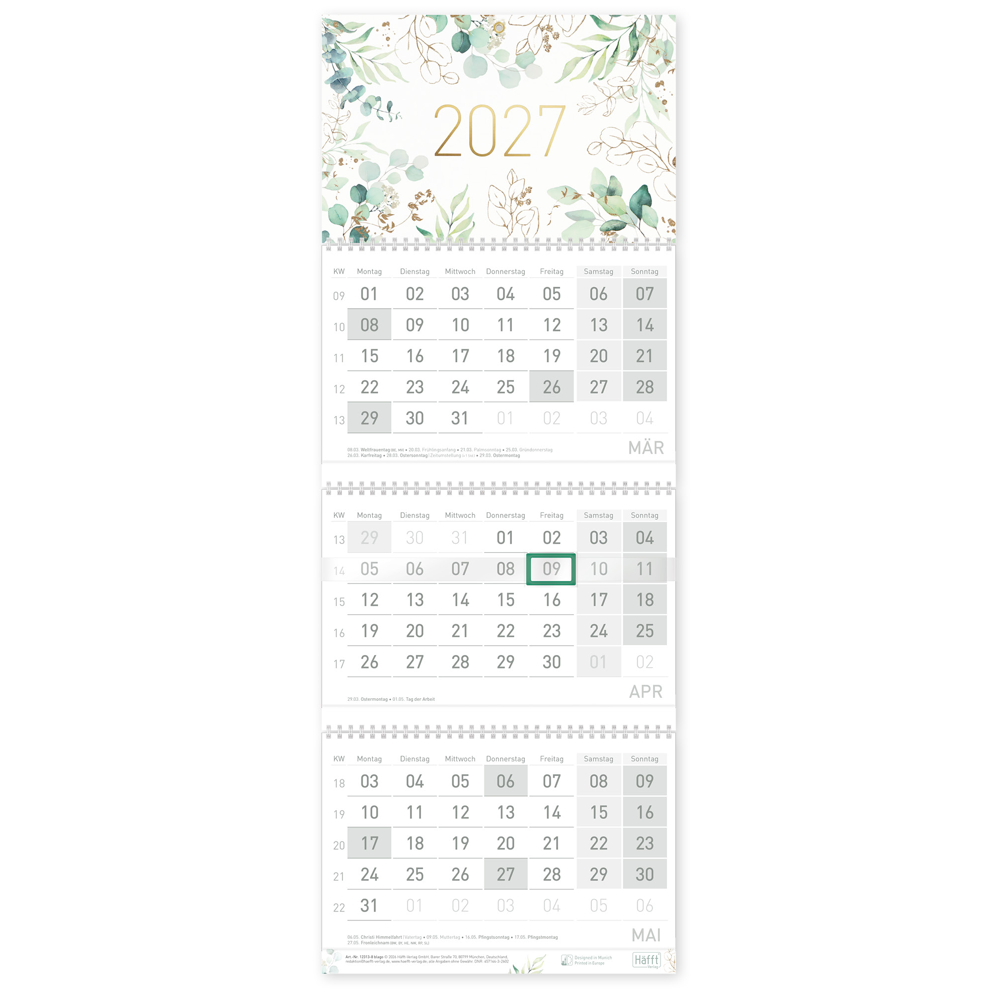 Artikelbild 1 des Artikels “3-Monatskalender 2027 [Blattgold] “